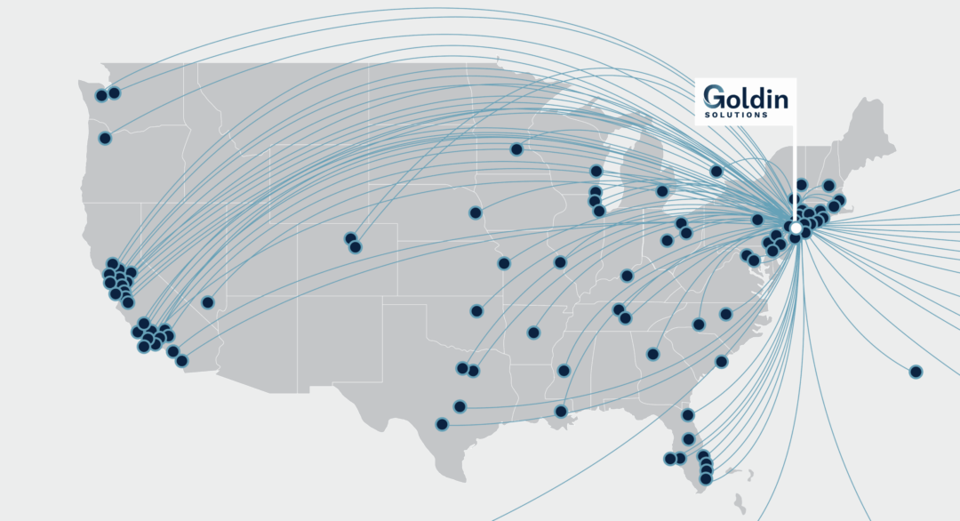 Map of Goldin Solutions' clients across America