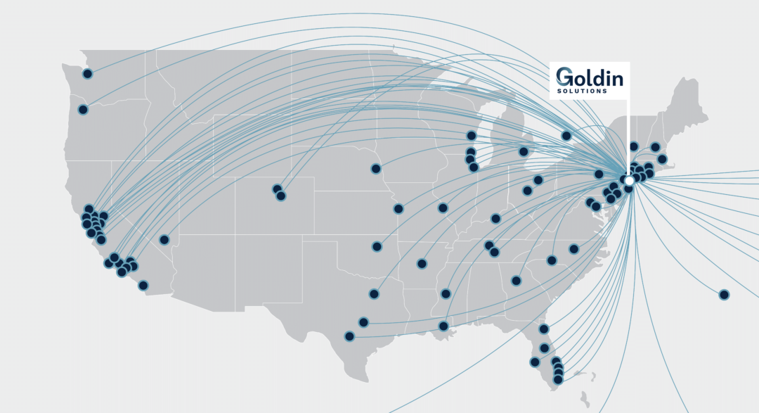 Map of Goldin Solutions' clients across America